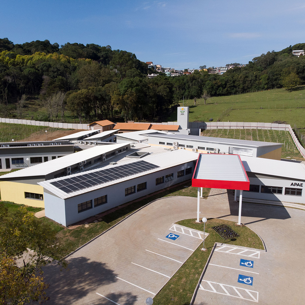 foto aérea do novo prédio da apae